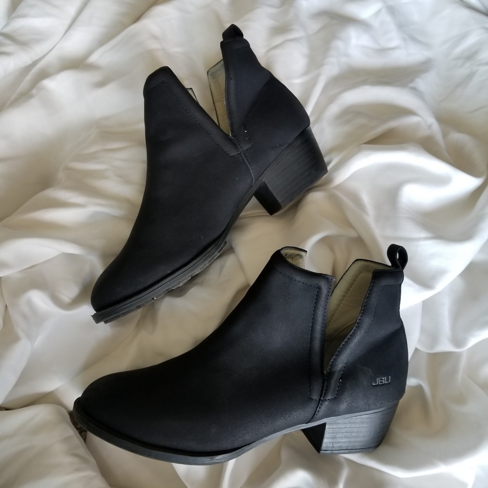 Black vegan leather ankle boots (memory foam)